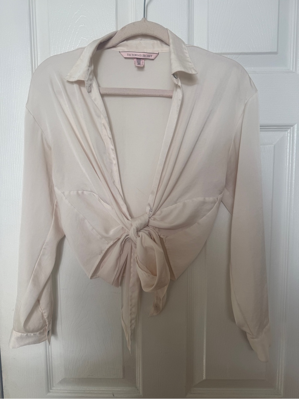 Vintage Victoria's Secret Light Cream Tie-Front Shirt